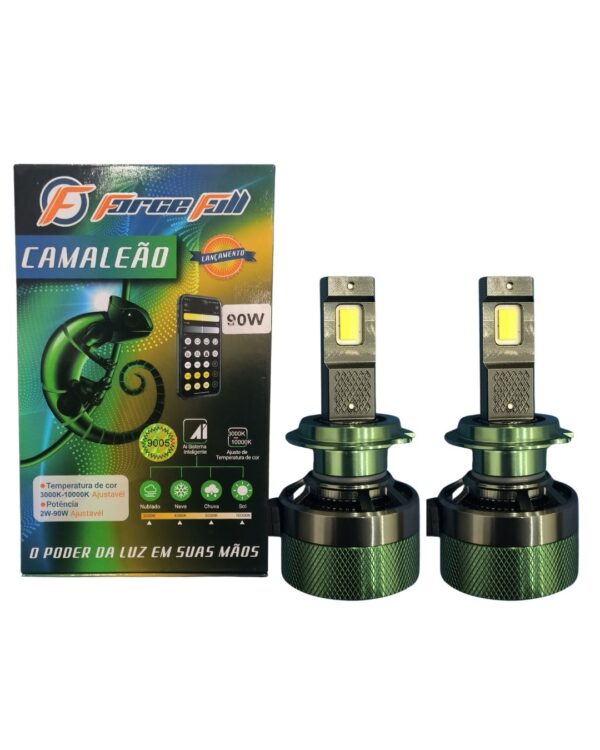 Lampada Led Camaleão 3000 10000k Ajustável H7 180W Par 12v Force Full