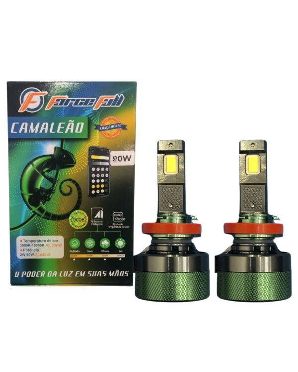Lampada Led Camaleão 3000 10000k Ajustável H8 H9 H11 180W Par 12v Force Full